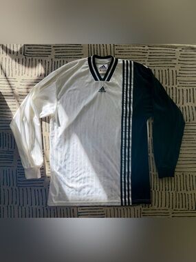 Vintage adidas White and Black Long Sleeve Jersey